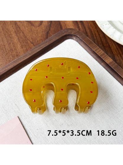 Beau - Lacquered Polka Dot Ring Accent Claw Clip