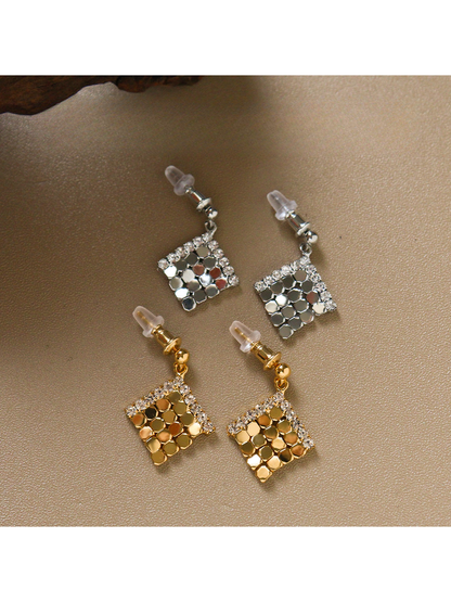 Earedge - Textured Geometric Drop Style Stud Earrings