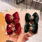 Beau - Bright Christmas Velvet Bow Hair Clip