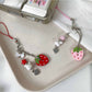 Keypus - Strawberry Beaded Button Style Bag Charm Keychain