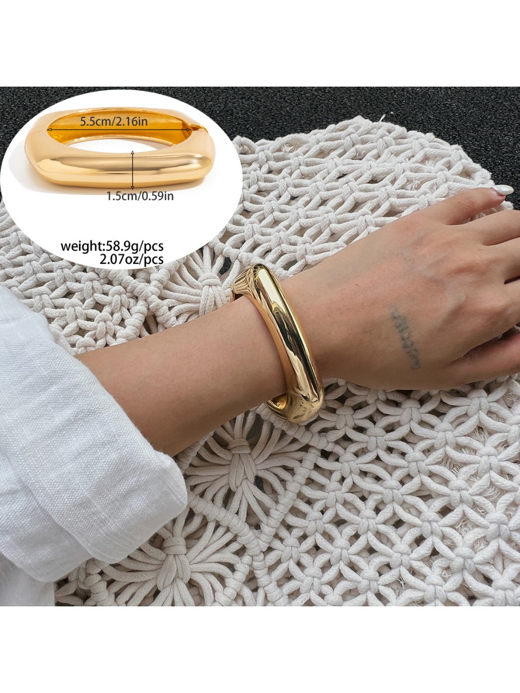 Lovra minimalist modern irregular bangle bracelet with soft lighting