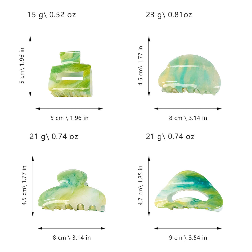 Beau - Green Marbled Geometric Hair Claw - dimensions and weights