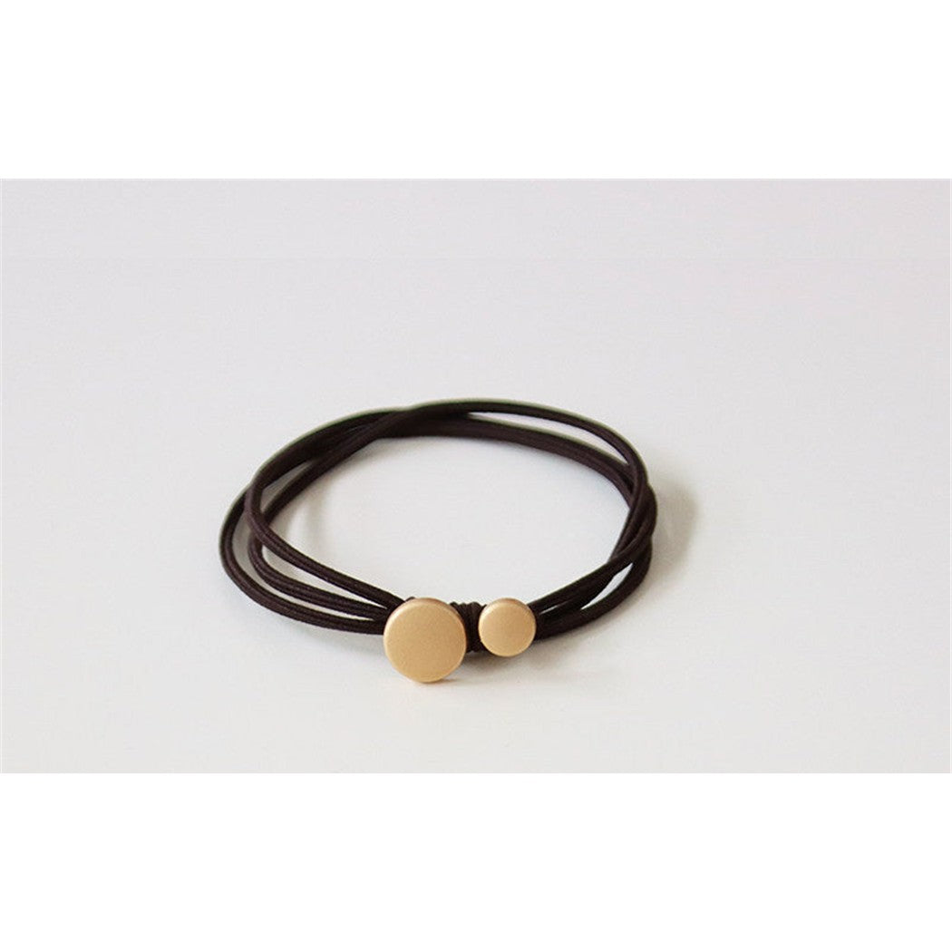 Dark-brown round geometric-bead hair tie