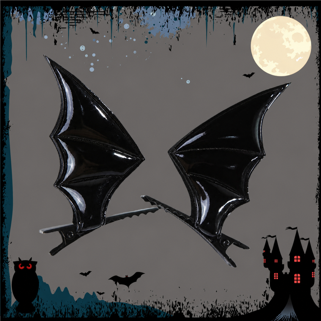 Black bat wing hair clip Halloween display