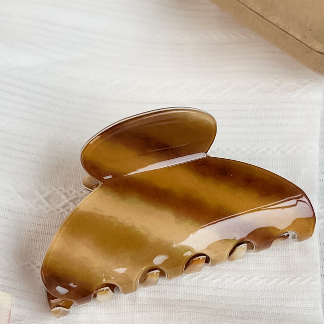 Yellow and brown striped hair claw clip