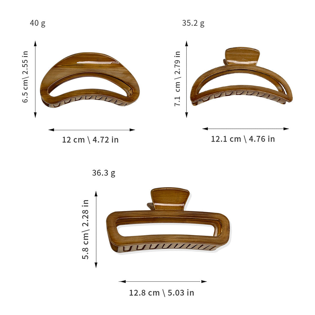 Beau - Woodgrain Openwork Geometric Hair Claw - view 4