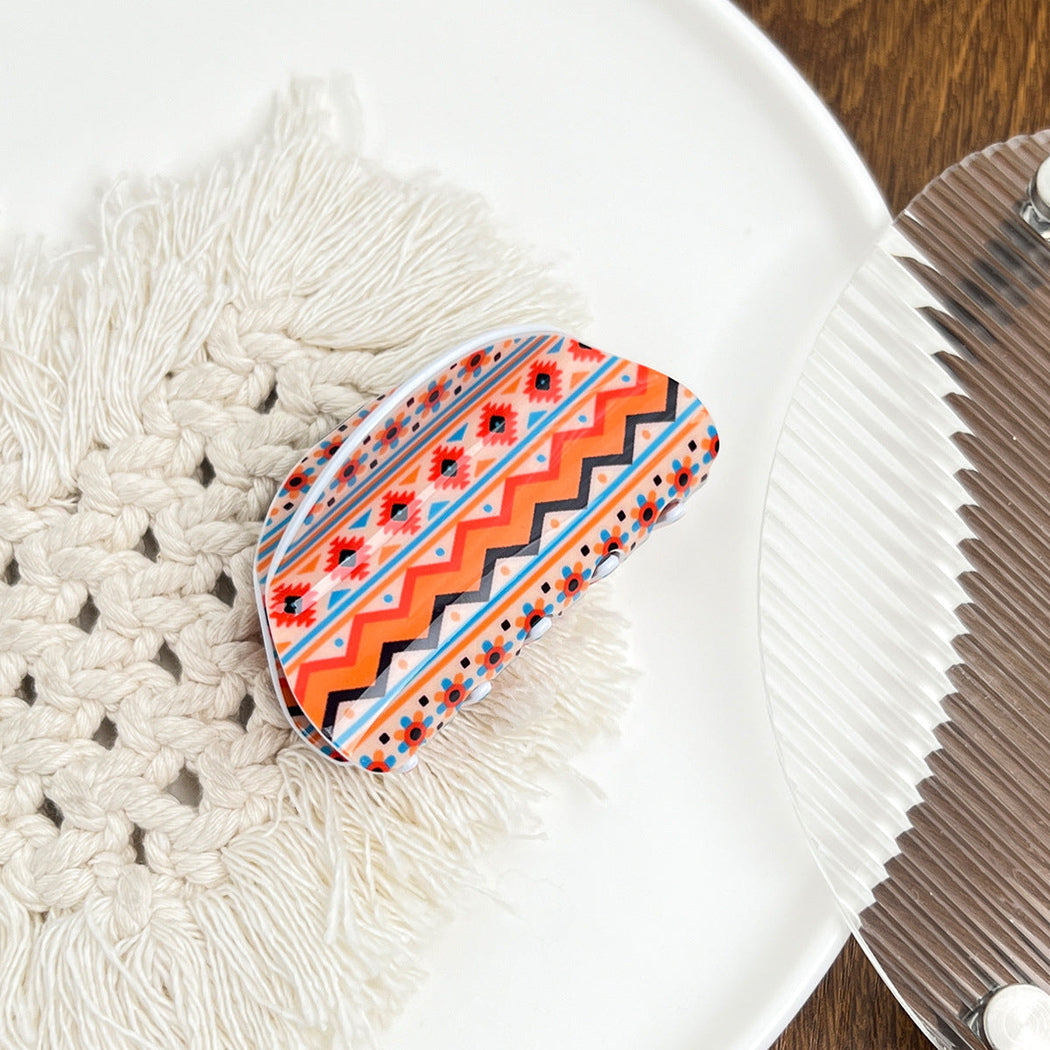 Beau - Colorful Geometric Print Hair Claw - view 4