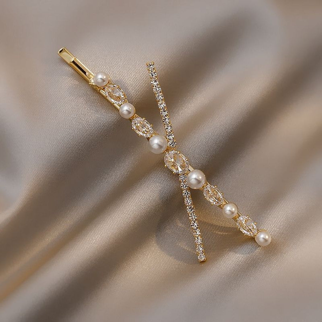 Beau - Pearl Crossed Side Hair Clip - view 4