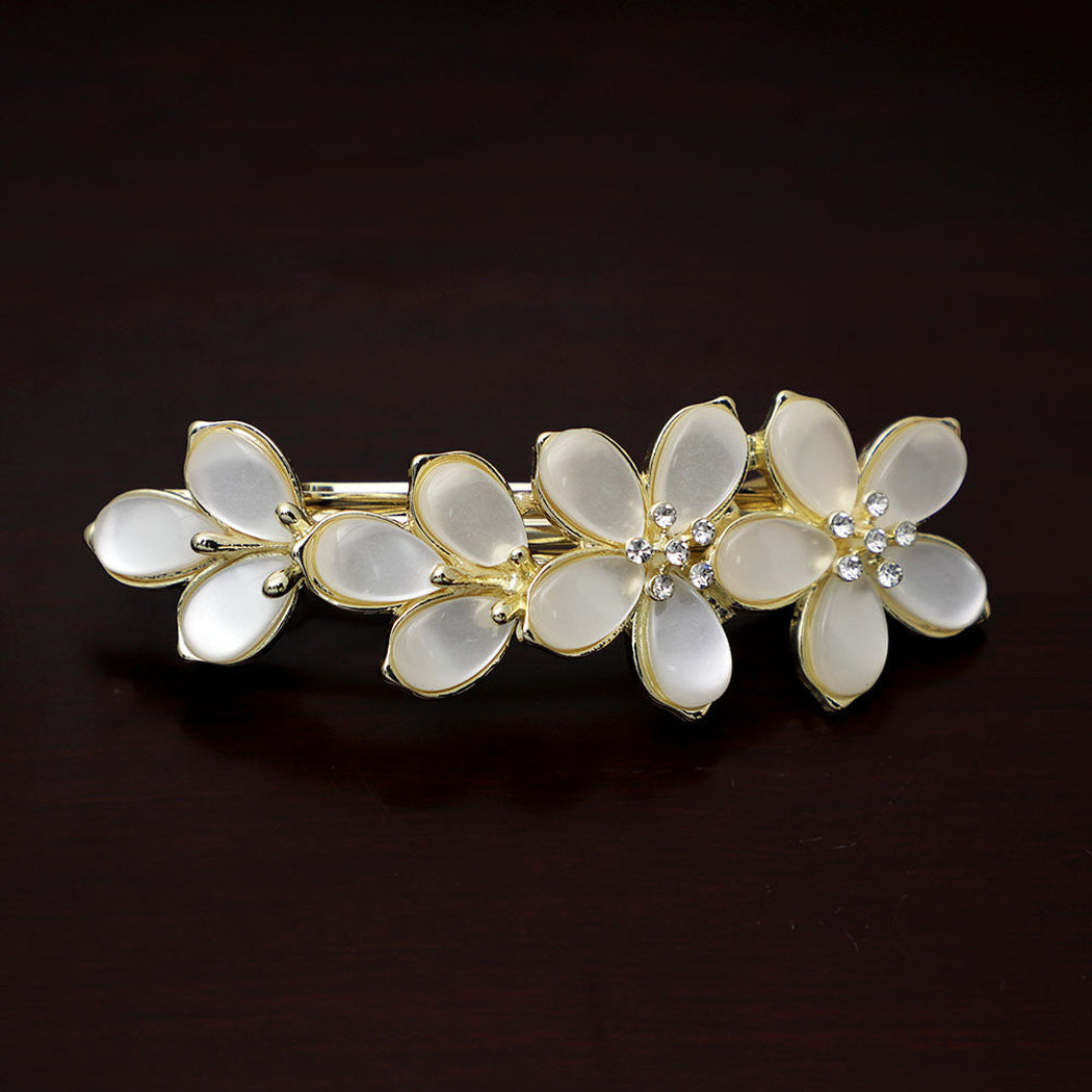 Beau - Pearl Crystal Floral Barrette - view 4