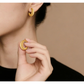 Earedge - Alloy Half Hoop C Shape Stud Earrings