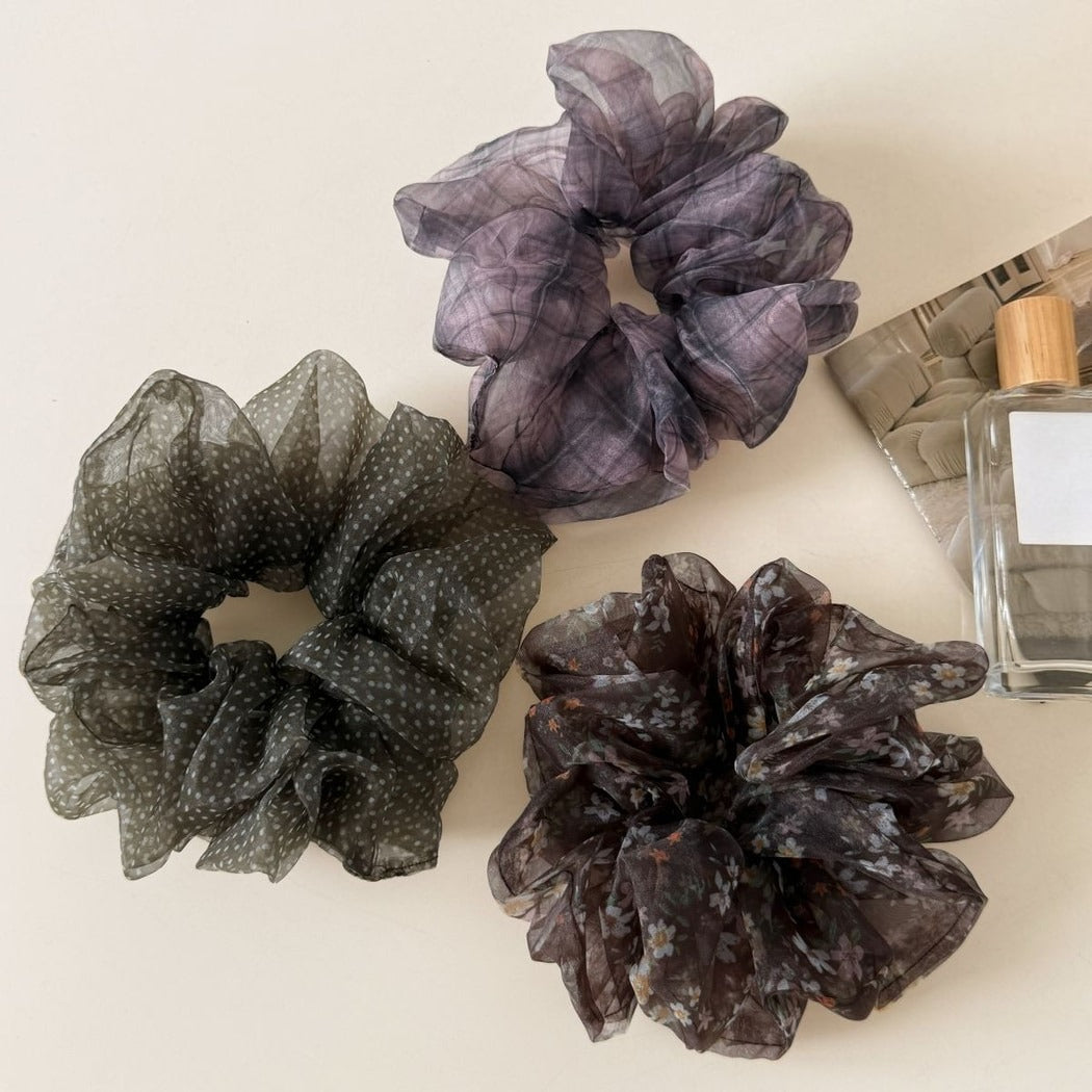 Gifty - Ruffled Polyester Print Scrunchie