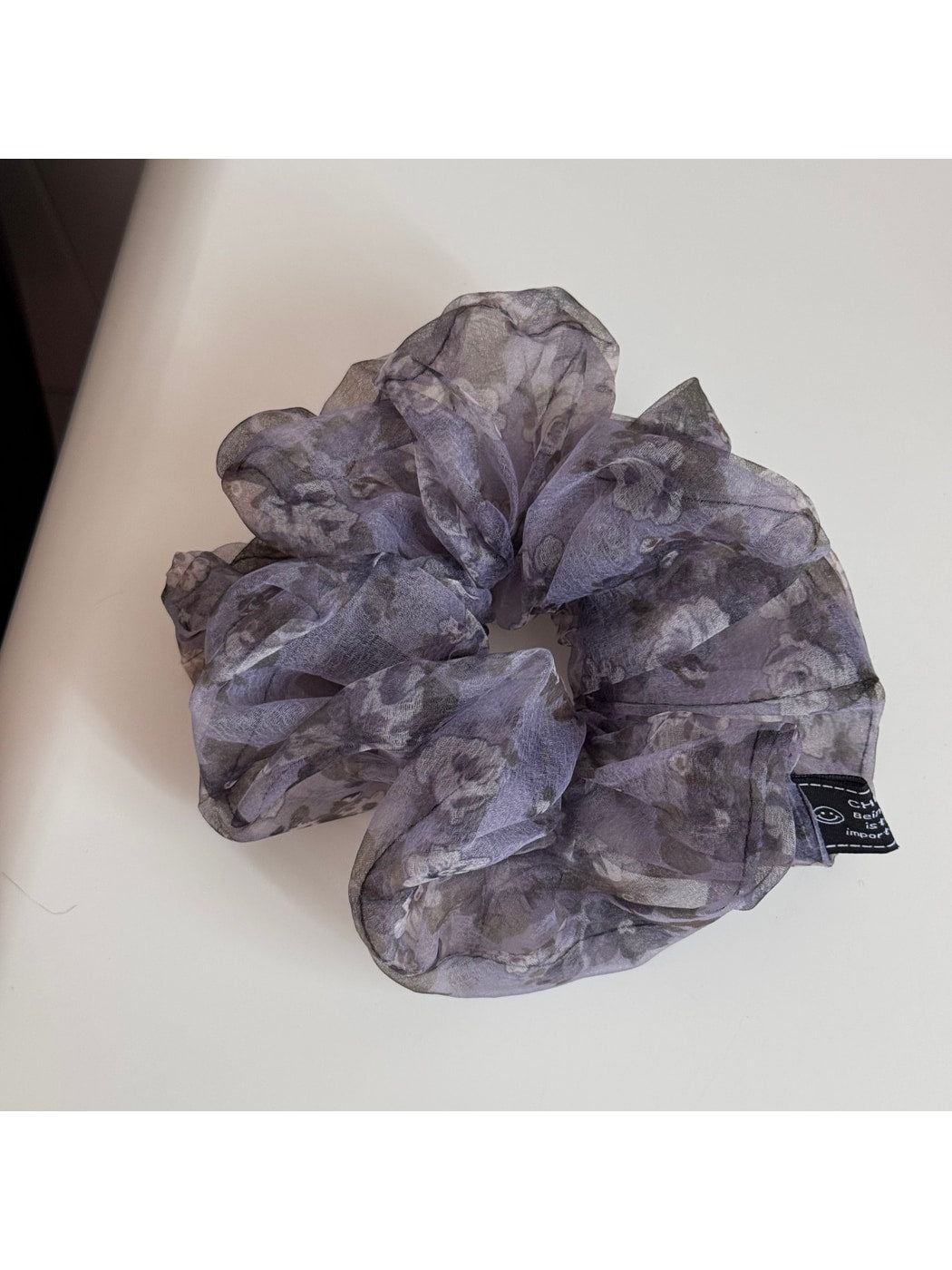 Gifty - Floral Print Irregular Sheer Hair Scrunchie