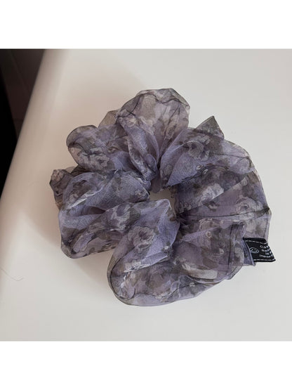 Gifty - Floral Print Irregular Sheer Hair Scrunchie