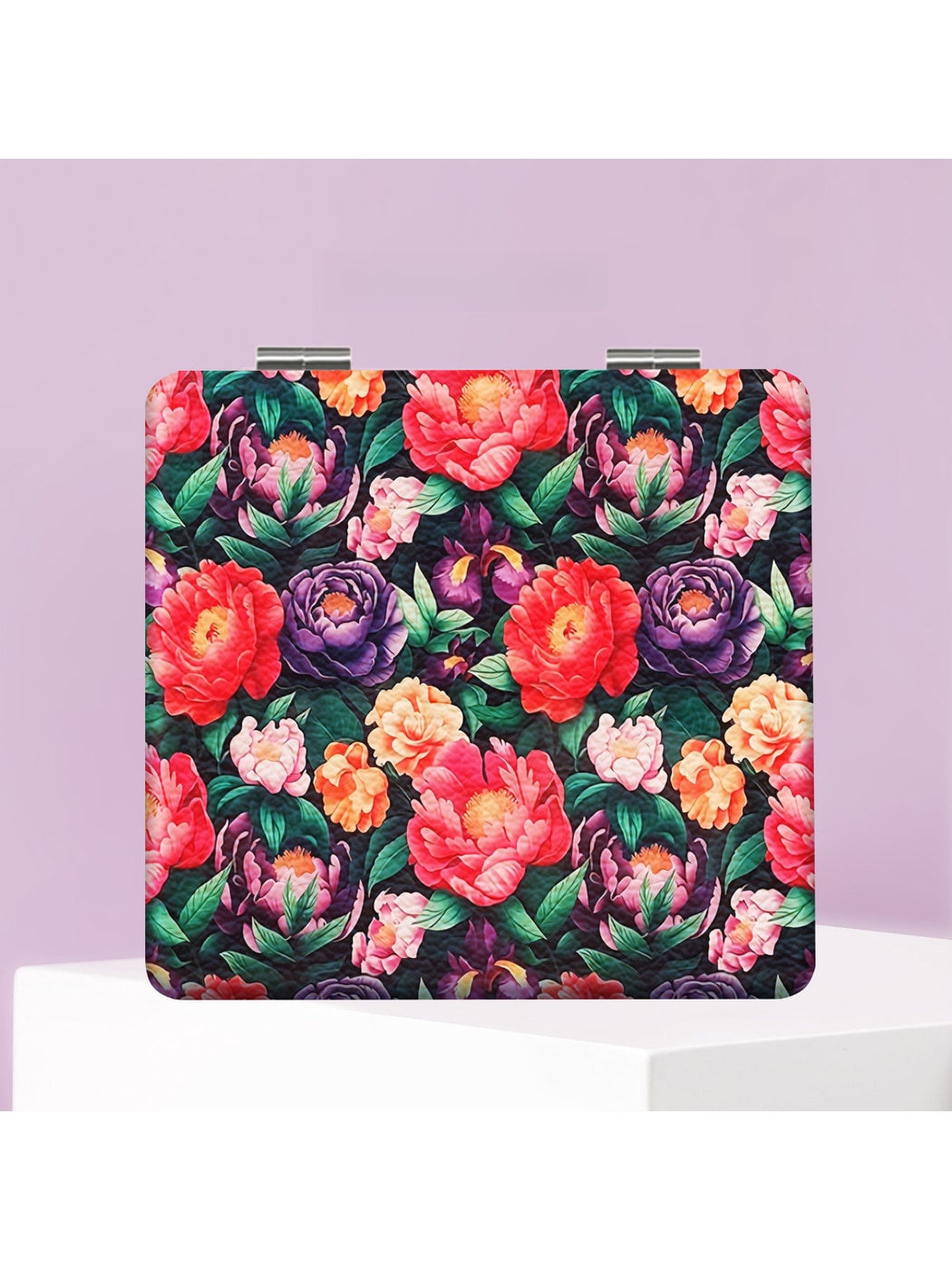 Mirroray - Lily Print PU Cover Folding Makeup Mirror