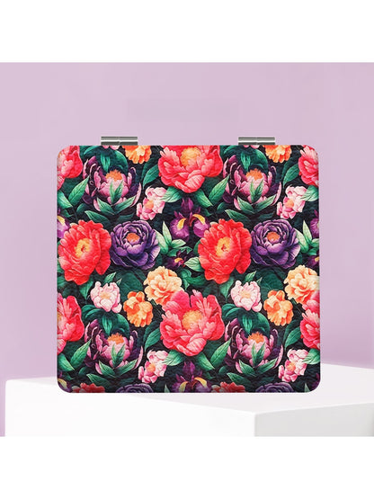 Mirroray - Lily Print PU Cover Folding Makeup Mirror