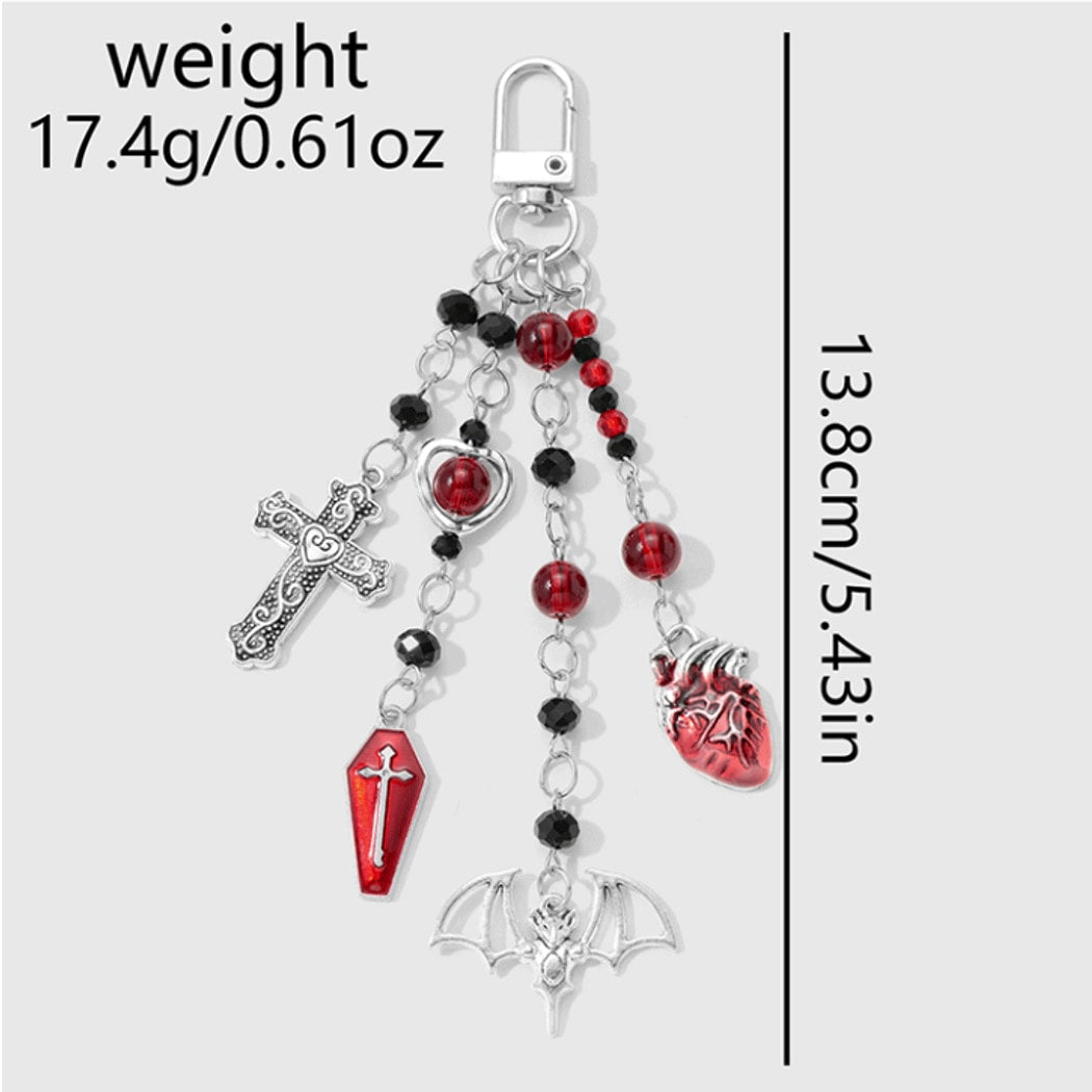 Keypus - Halloween Bat Cross Heart Charm Keychain
