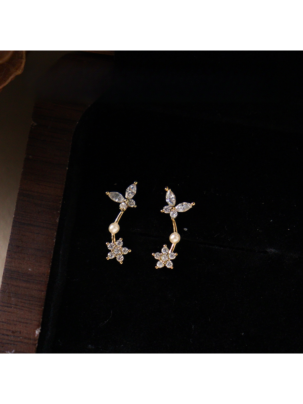 Earedge - Light Luxury Butterfly Drop Stud Earrings