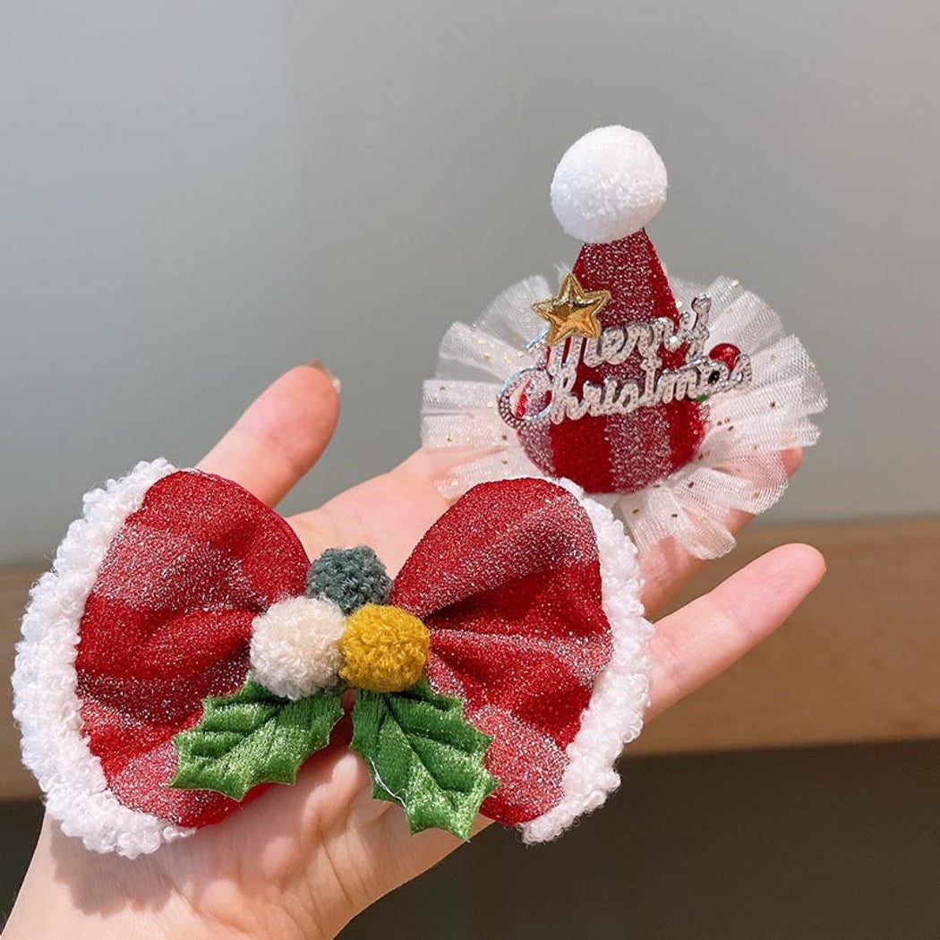 Beau - Christmas Glitter Hat and Bow Hair Accessories
