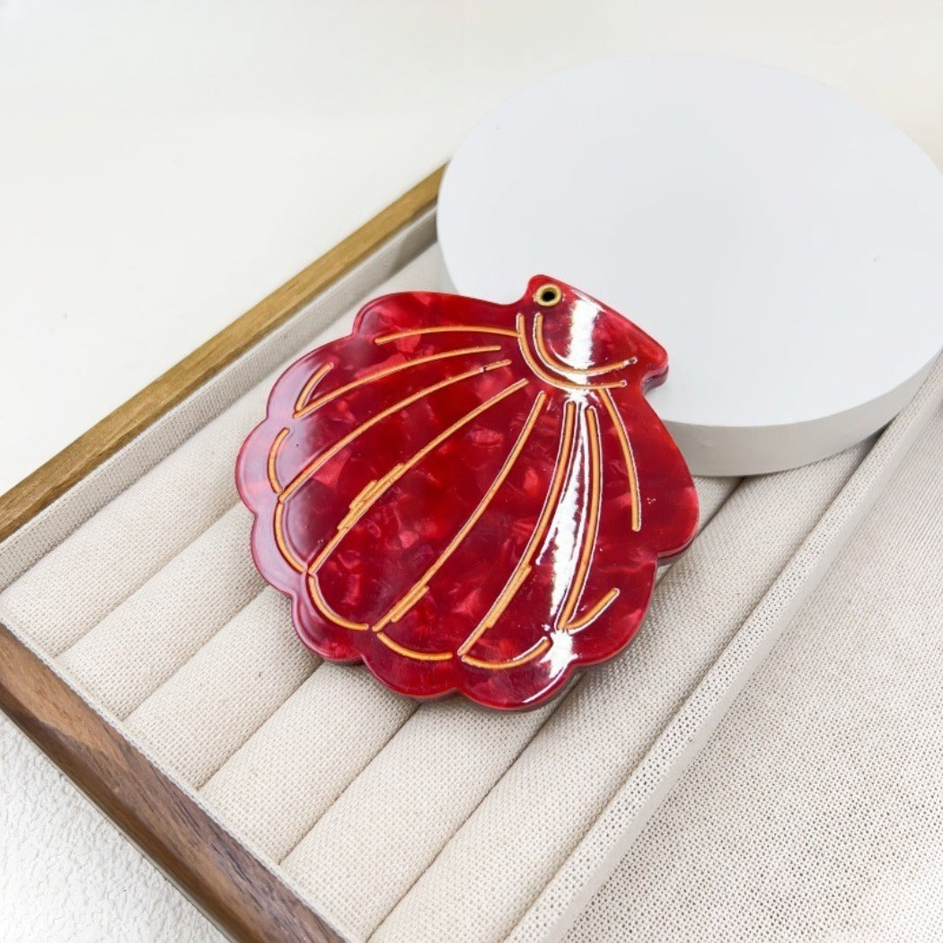 Mirroray - Shell-Shaped Mixed-Pattern Compact Mirror