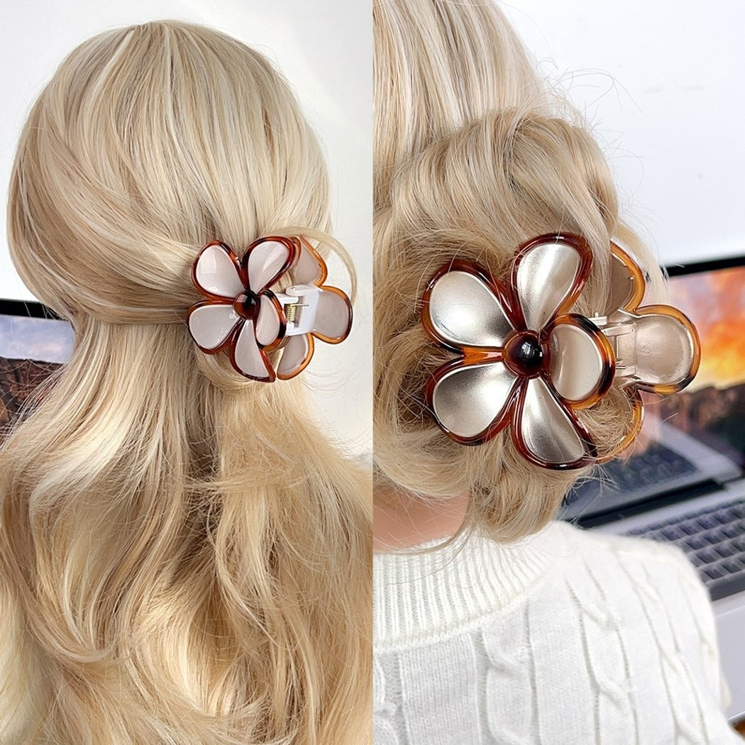 Beau - Glossy Five Petal Floral ABS Claw Clip