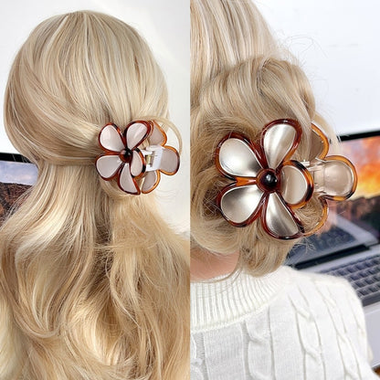 Beau - Glossy Five Petal Floral ABS Claw Clip