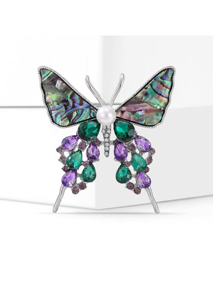 Brovia - Butterfly Inlay Alloy Fashion Brooch