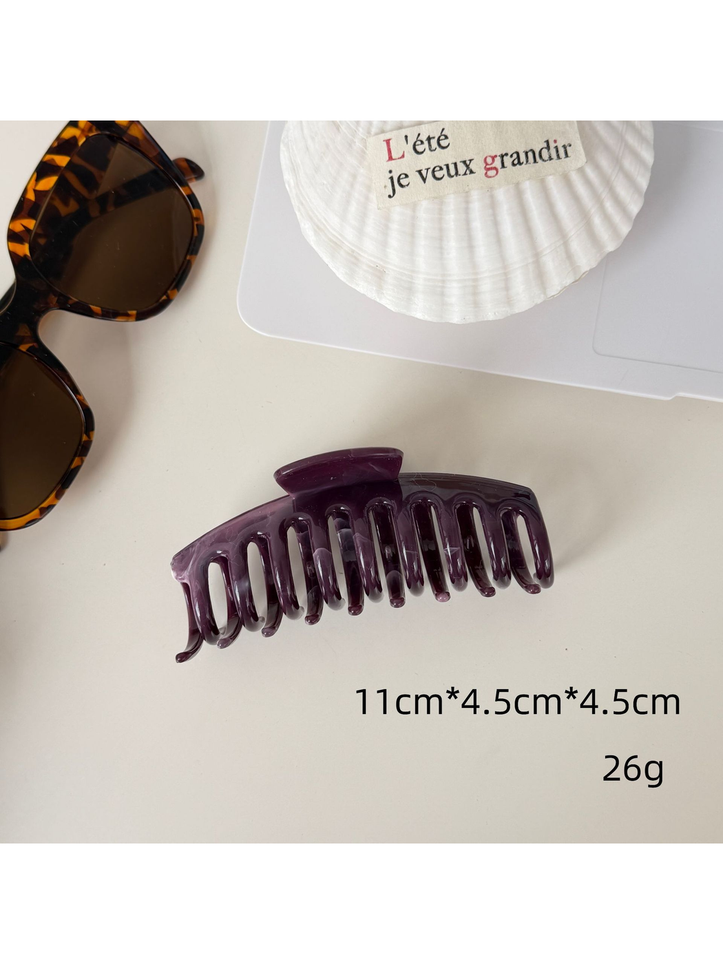 Beau - Marbled Glossy Plastic Hair Claw Clip