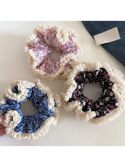 Gifty - Floral Scrunchies Double Lace Hair Ties