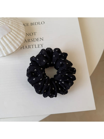 Gifty - Heart Pattern Ruffled Mesh Scrunchie