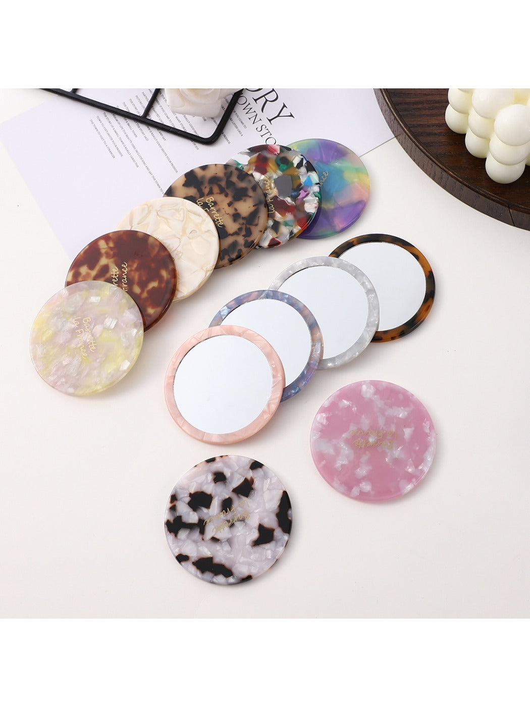 Mirroray - Acetic Acid Round Simple Multi-Color Small Mirror