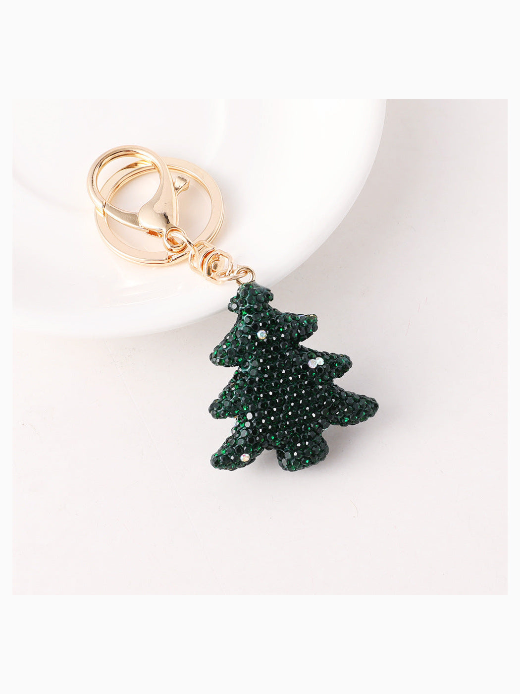Dark green Christmas tree keychain
