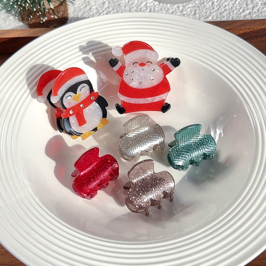 Beau - Christmas Santa and Penguin Claw Clip