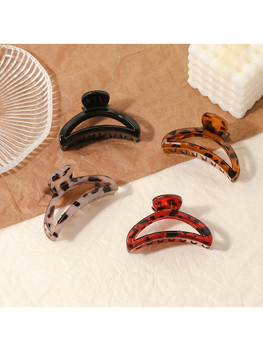 Beau - Leopard Print Openwork Half Circle Claw Clip