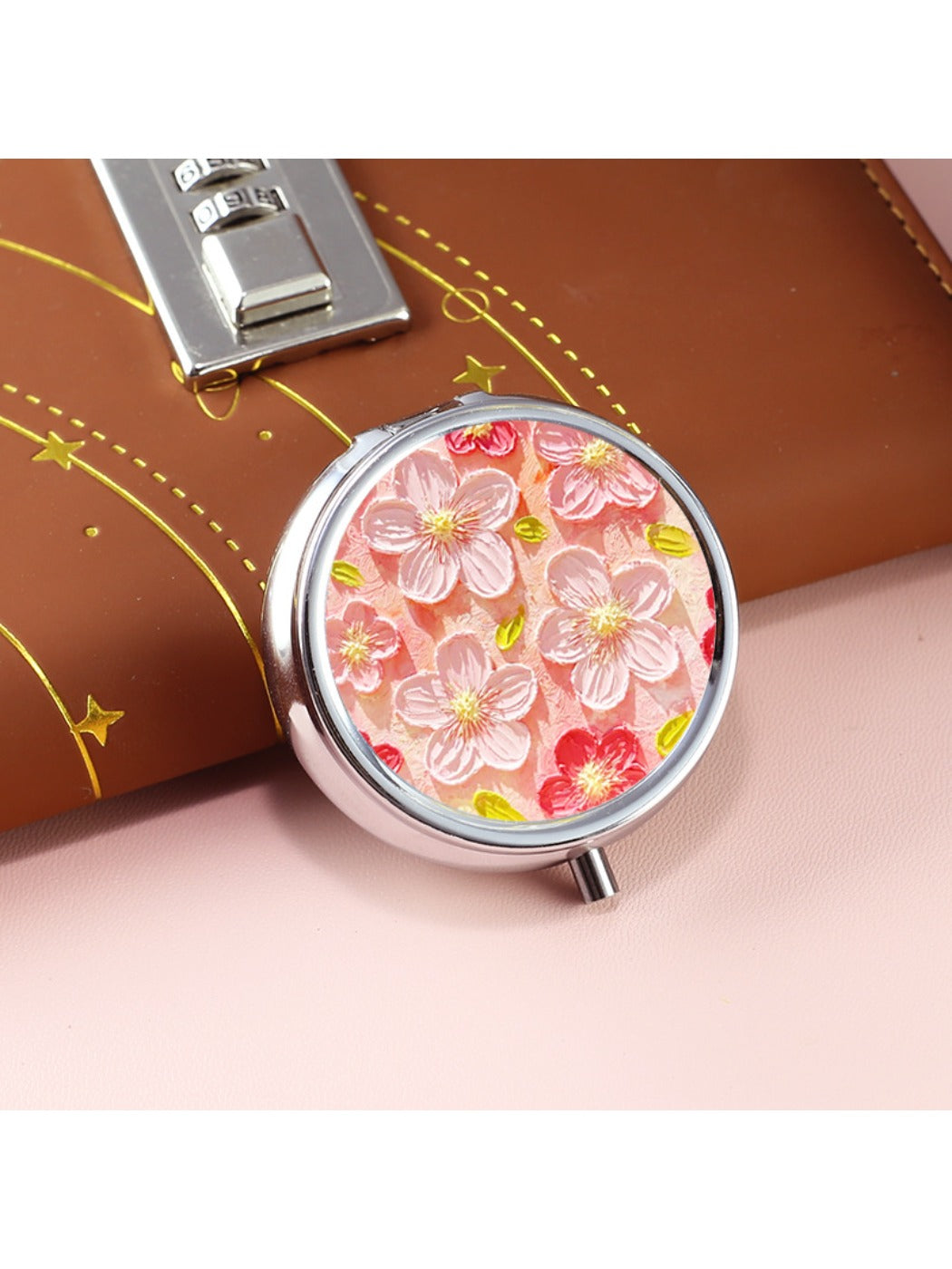Mirroray - Floral Pattern Three Compartment Portable Mirror