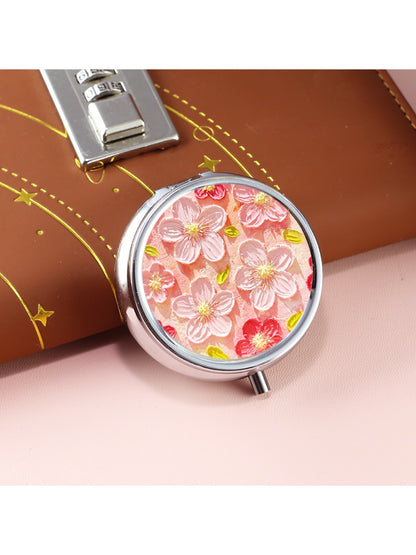 Mirroray - Floral Pattern Three Compartment Portable Mirror