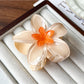 Beau - Glossy Flower Shape Plastic Alloy Claw Clip