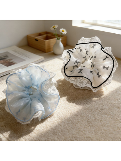 Gifty - Layered Lace Trim Sheer Scrunchie