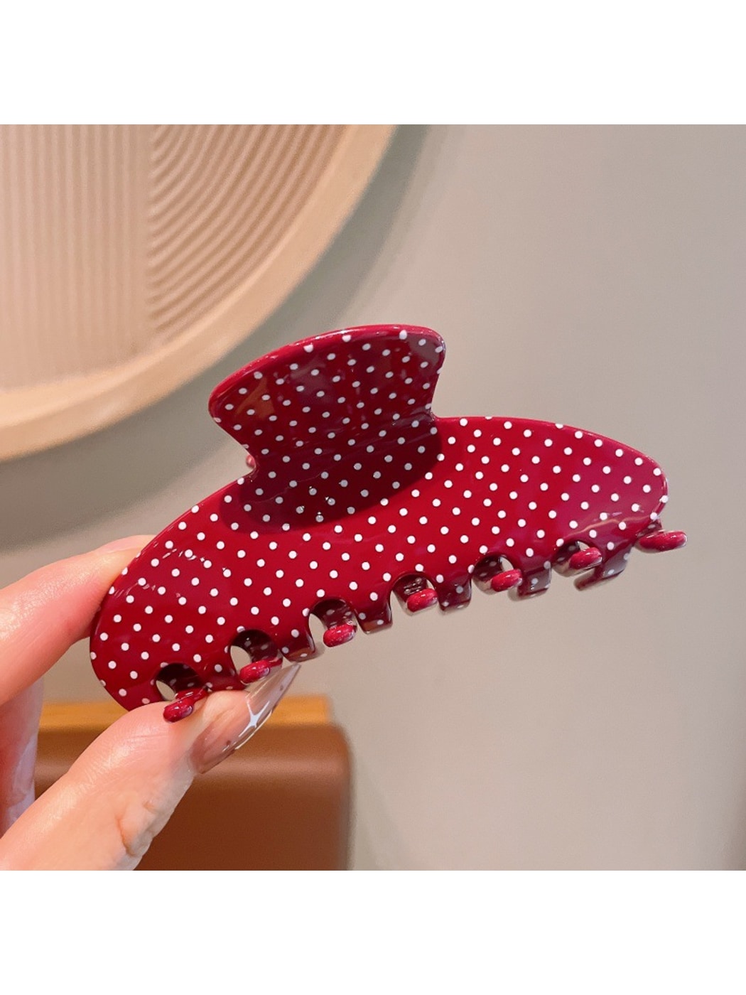 Beau - Polka Dot Acetate Semi-Circle Claw Clip