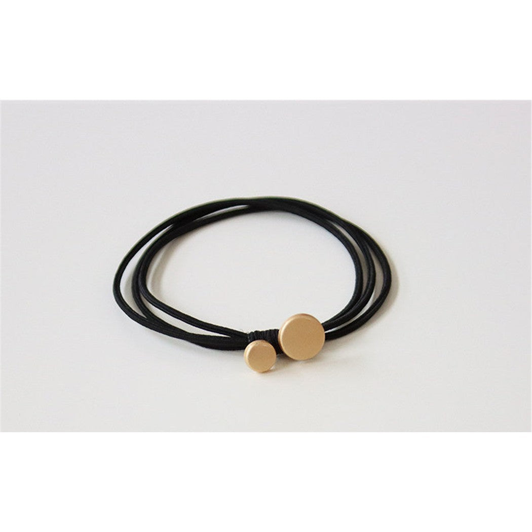Black round geometric-bead hair tie