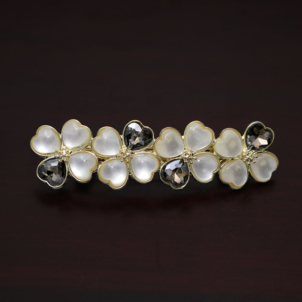 Beau - Pearl Crystal Floral Barrette - view 5