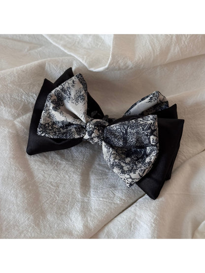 Beau - Vintage Print Layered Bow Hair Claw Clip