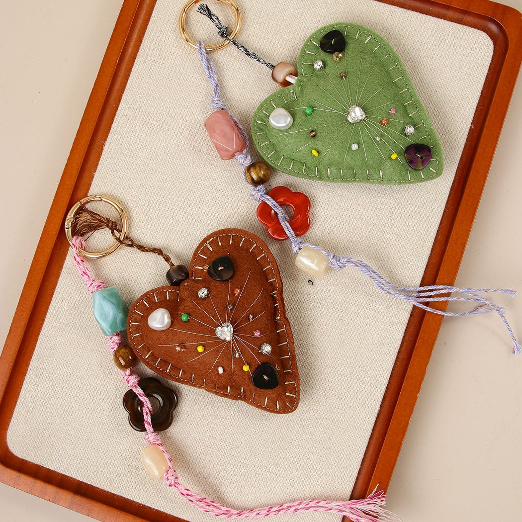 Keypus - Retro Textured Heart Bag Charm Keychain