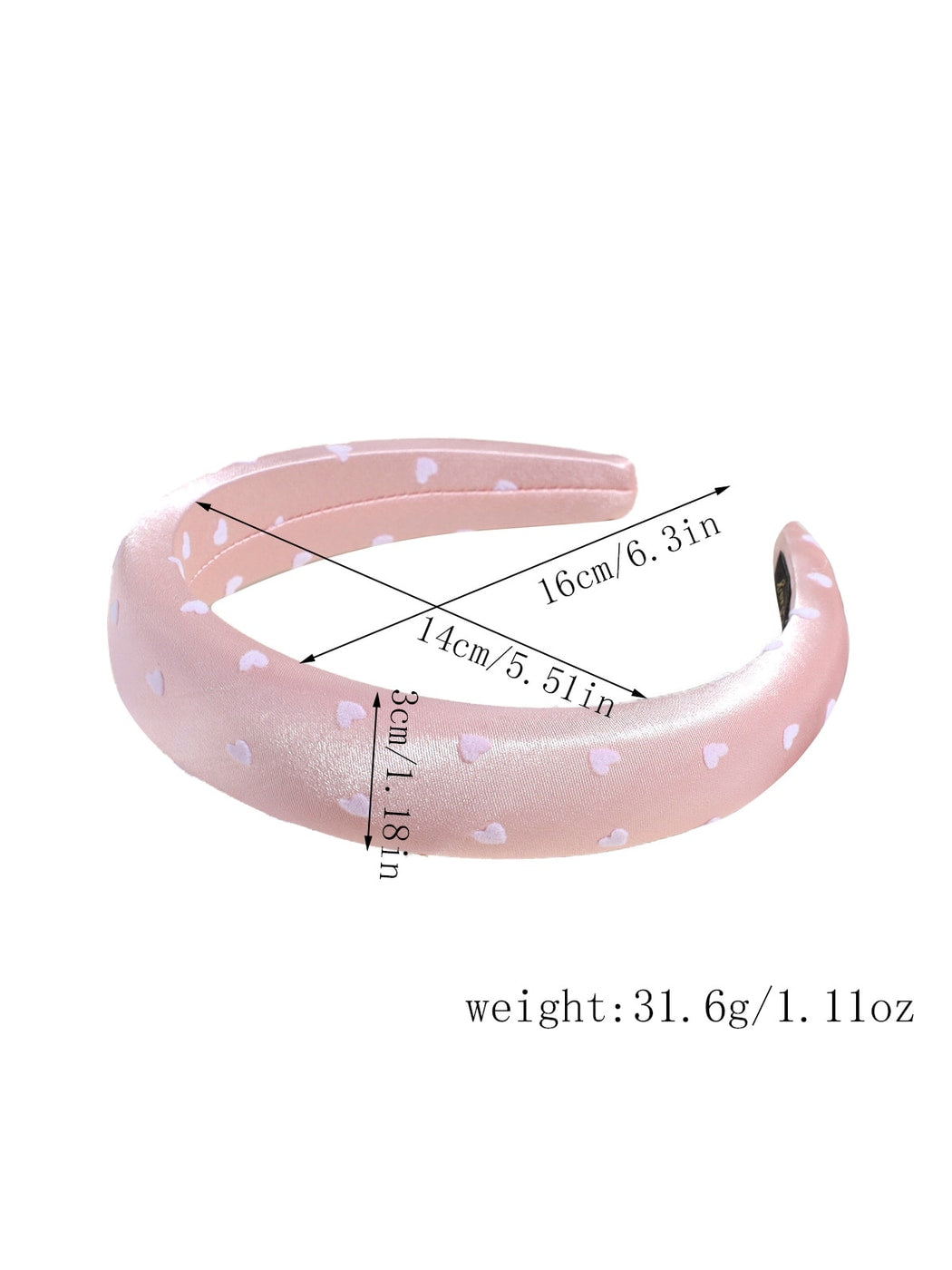 Gifty - Heart Print Satin Look Padded Fabric Headband