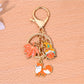 Orange keychain attached to a set of keys, highlighting its compact size