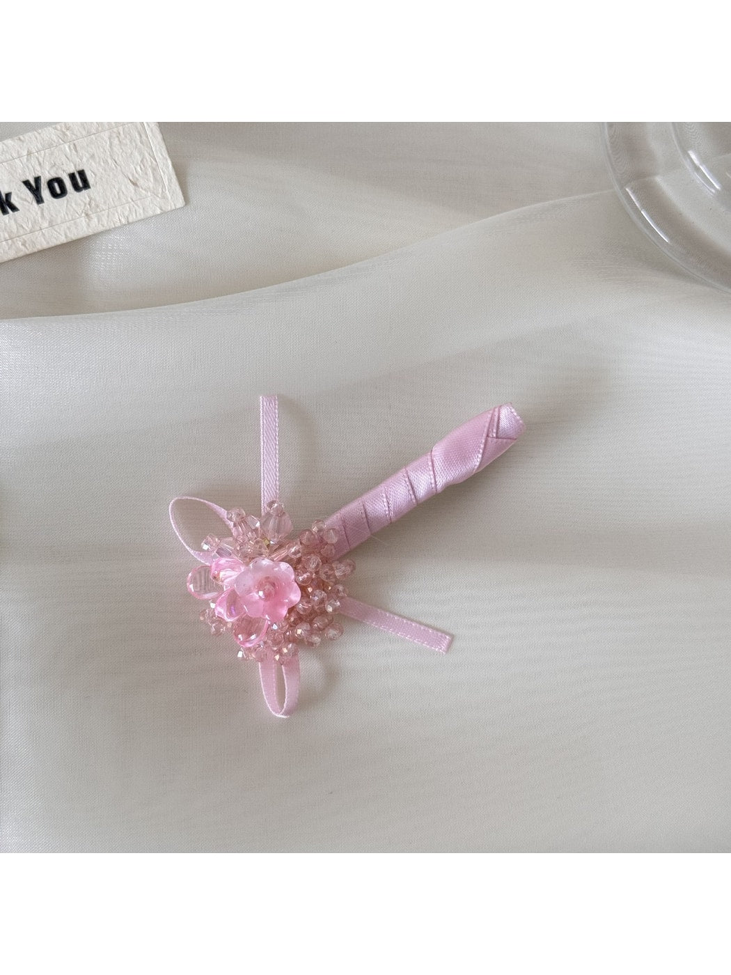 Beau - Floral Beaded Ribbon Barrette Hair Clip