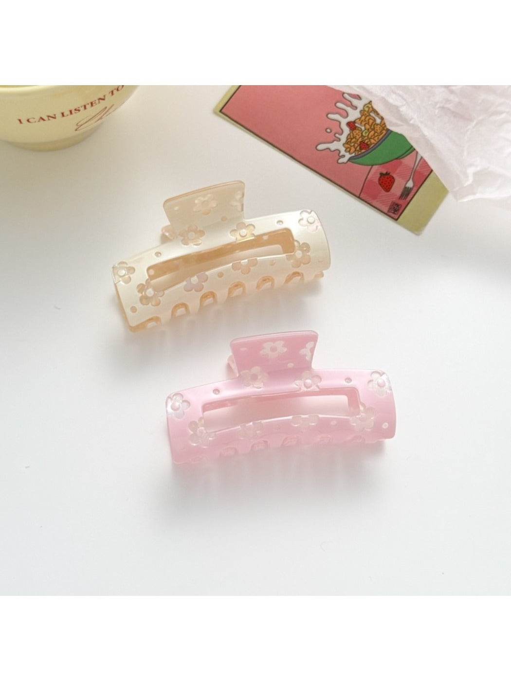 Beau - Cute Openwork Floral Print Claw Clip