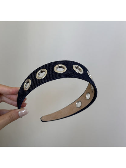 Gifty - Denim Look Round Eyelet Detail Women's Headband