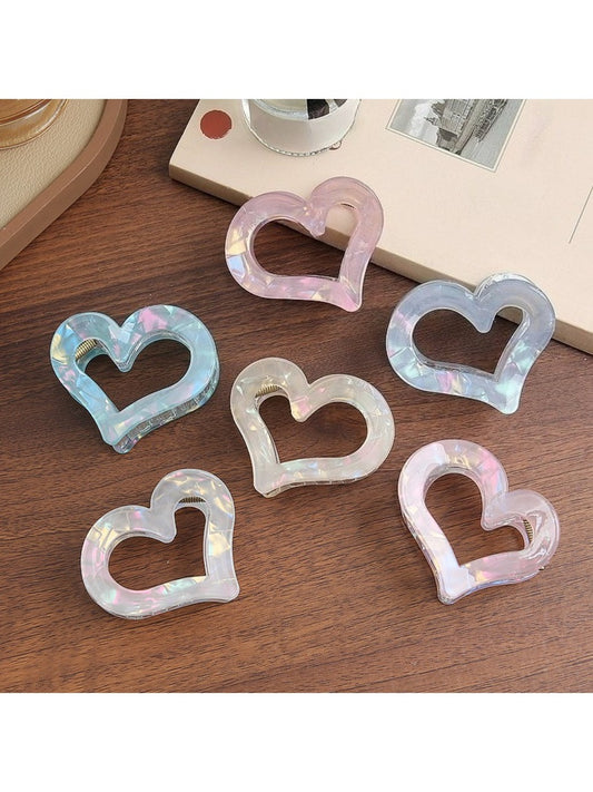 Beau - Iridescent Heart Shaped Claw Clip