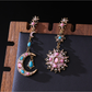 Earedge - Retro Sun and Moon Dangle Stud Earrings