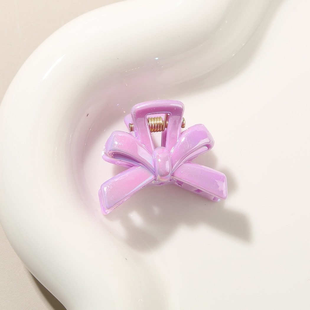 Beau - Glossy Plastic Bow Detail Side Hair Claw Clip
